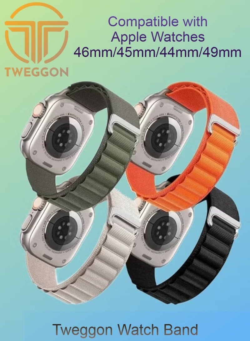 TWEGGON حزمة 4 قطع حزام حلقة ألبين/حزام لساعات آبل جميع السلاسل متوافق مع 46mm/45mm/44mm/49mm - Image 1